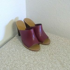 J.Crew Maroon Red Leather Open Toe Mule
